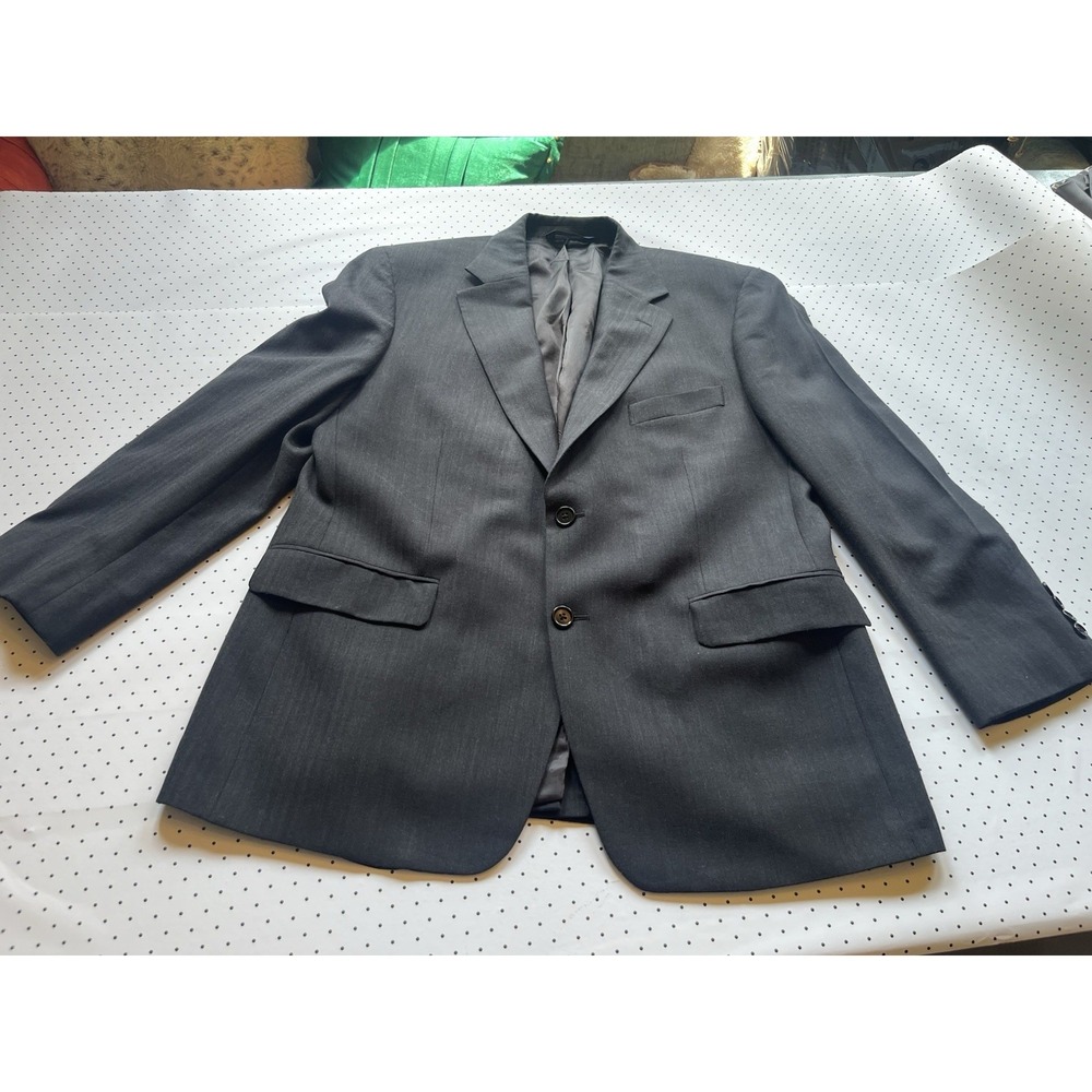Brooks Brothers 346 Gray Herringbone Wool Stretch Sport Coat 42S One Button